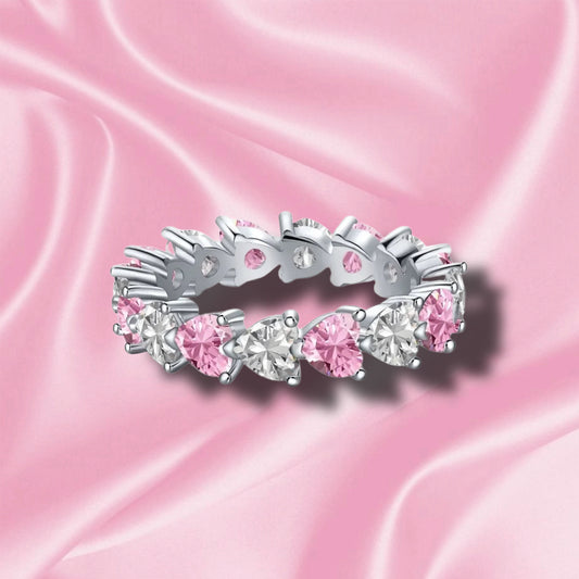 Pink 'Love Me' Sterling Silver Ring