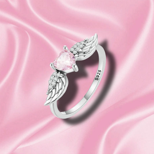 Pink 'Wings' Sterling Silver Ring